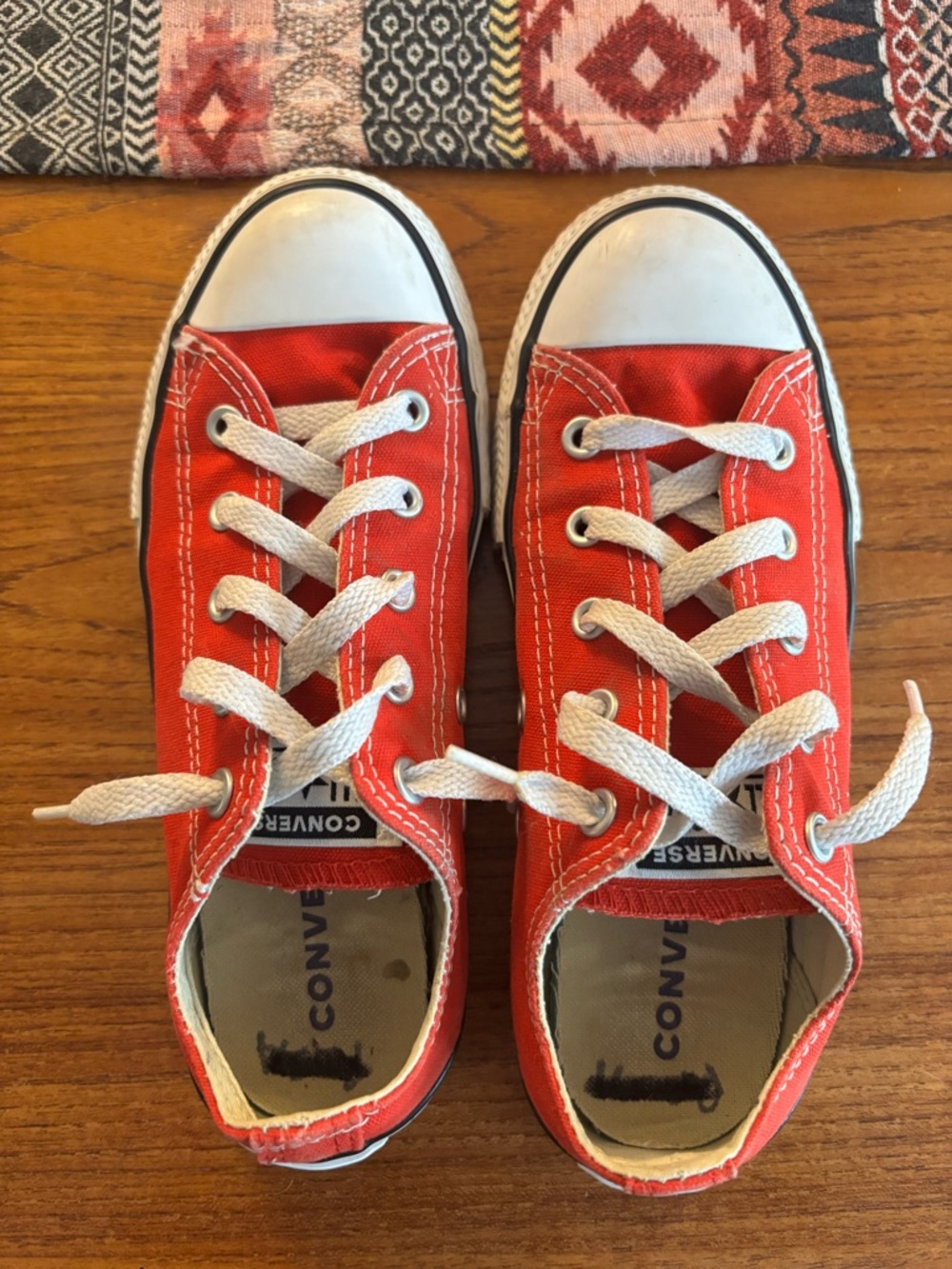 Converse Kids Red Low Top Canvas Sneakers with White Accents
